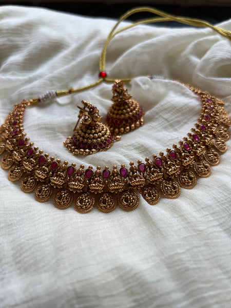 Kemp bridal Lakshmi necklace with jhumkas