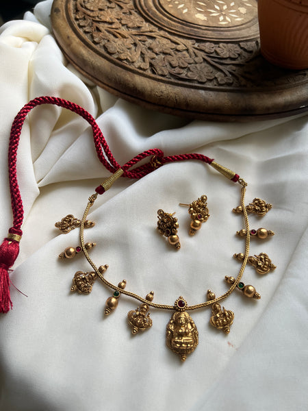 Antique Lakshmi necklace with studs