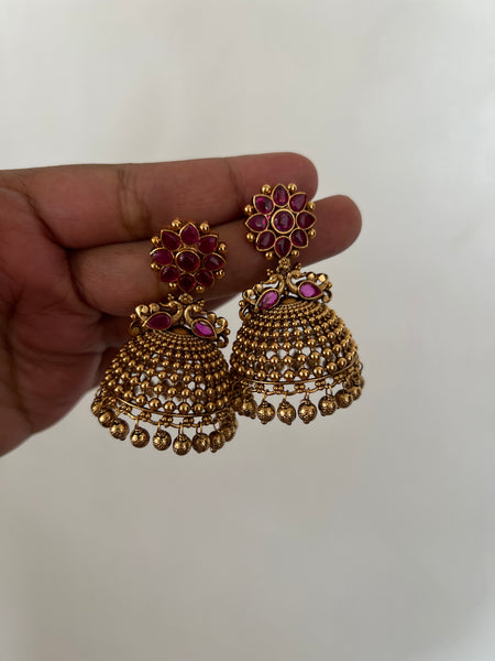 Kemp flower bridal jhumkas