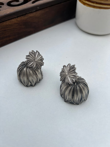 Oxidised leaf jhumkas