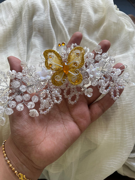 White crystal butterfly hair accessory