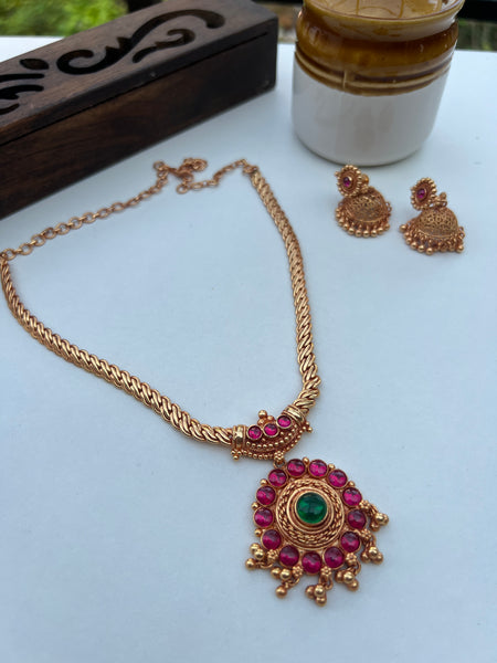 Original kemp gold look alike necklace with jhumkas