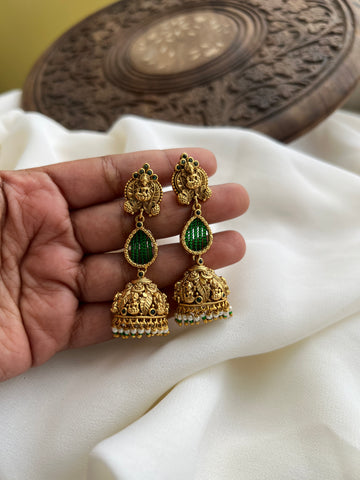 Lakshmi long jhumkas with beadwork