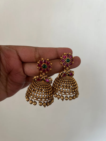 Kemp flower bridal jhumkas