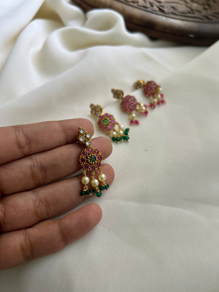 Stone flower earrings