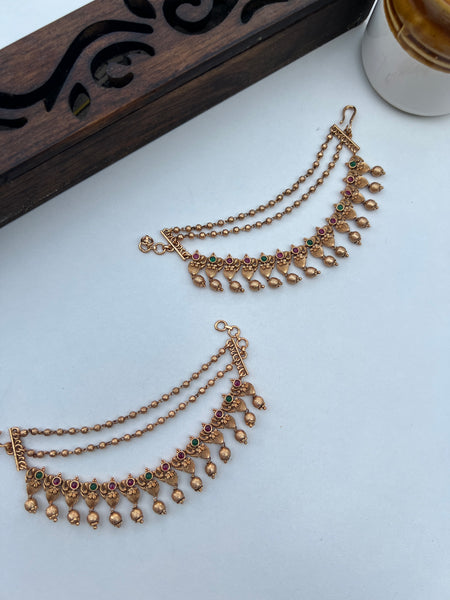 Kemp coin peacock bridal earring chain