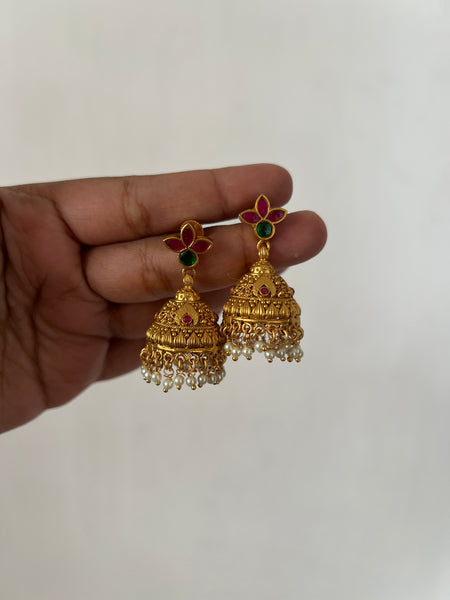 Kundan flower bridal jhumkas