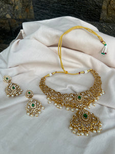 AD stone cutwork necklace with earrings