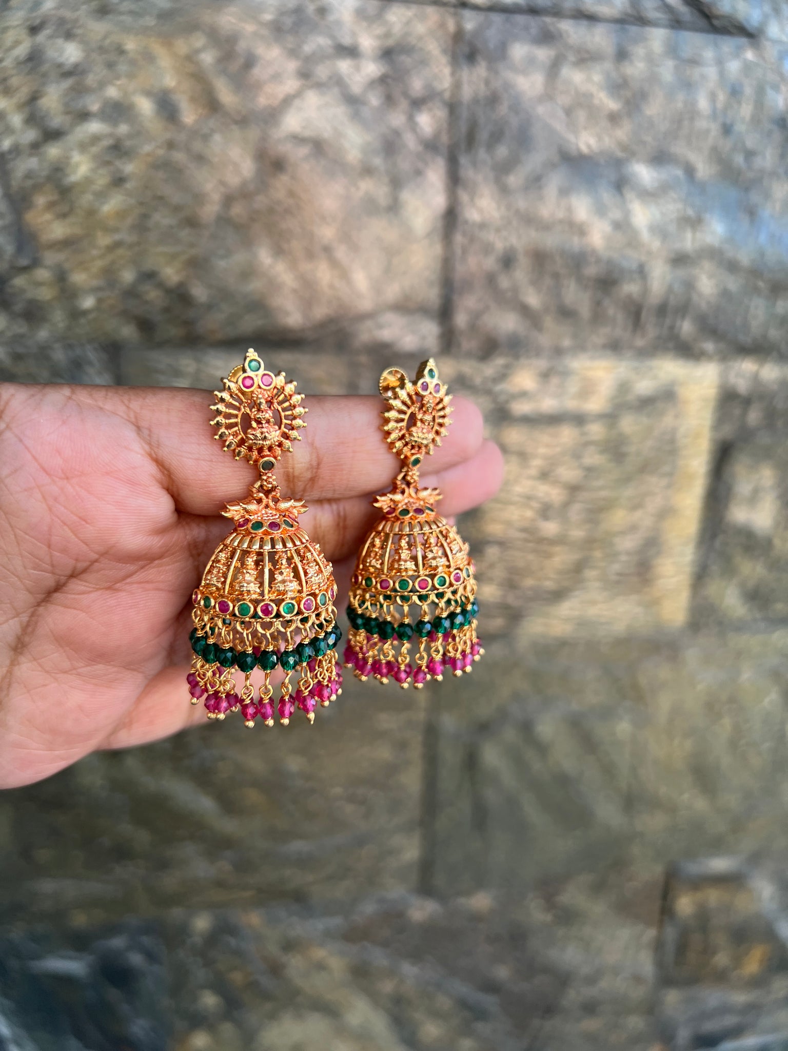 Lakshmi gold look alike screw jhumkas