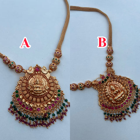 Gold look alike kemp Lakshmi necklace