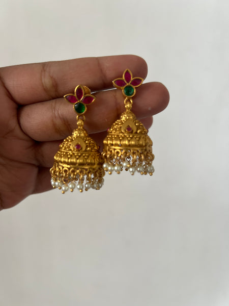 Kundan flower bridal jhumkas