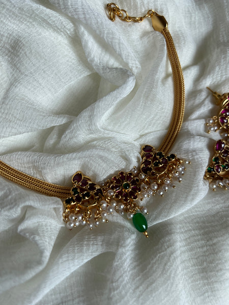 Dual peacock kemp choker with studs