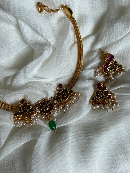 Dual peacock kemp choker with studs