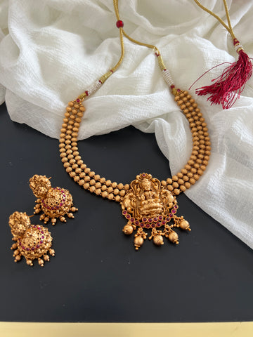 Kemp matte Lakshmi necklace with Jhumkas A