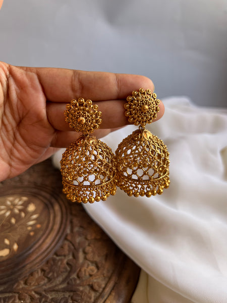 Jumbo matte cutwork Jhumkas