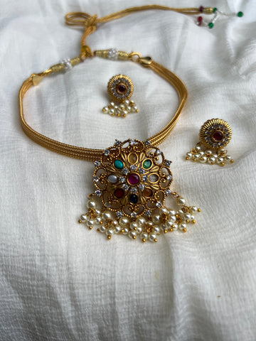 Navarathna choker with studs