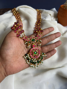 Pink pumpkin Kundan pendant Haram