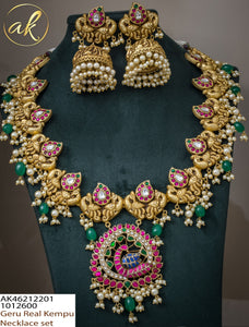 Nagas worked Mayil necklace with Jhumkas