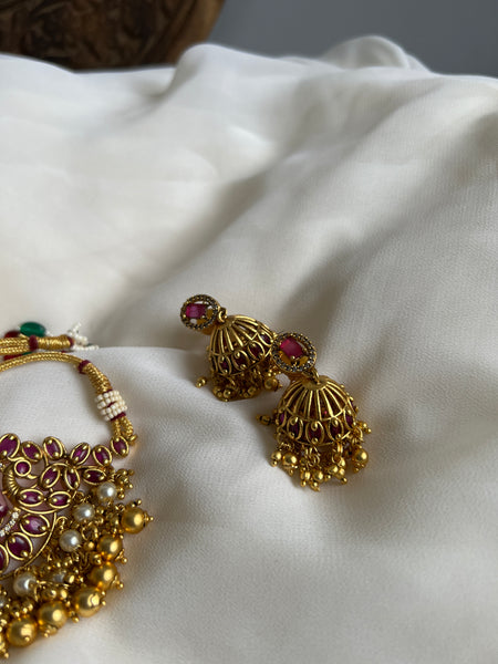 Kemp peacock choker with jhumkas