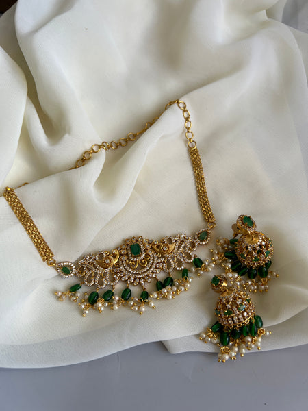 Mini-AD peacock choker with jhumkas