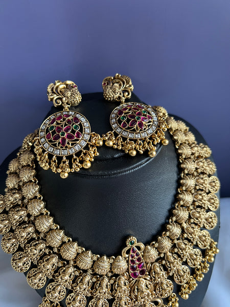 Bridal Lakshmi kemp necklace with Chaandbalis