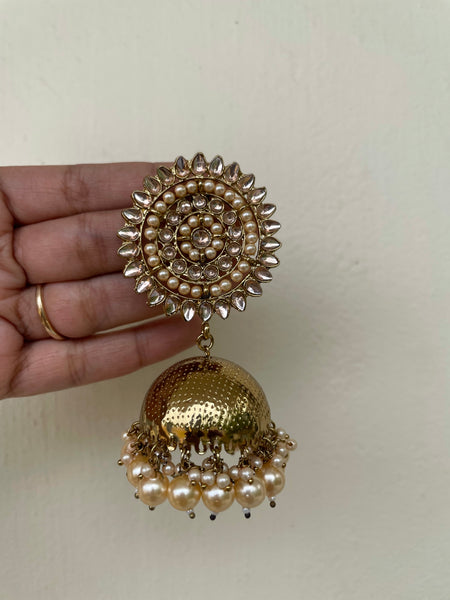 Oversized polki like golden Jhumkas