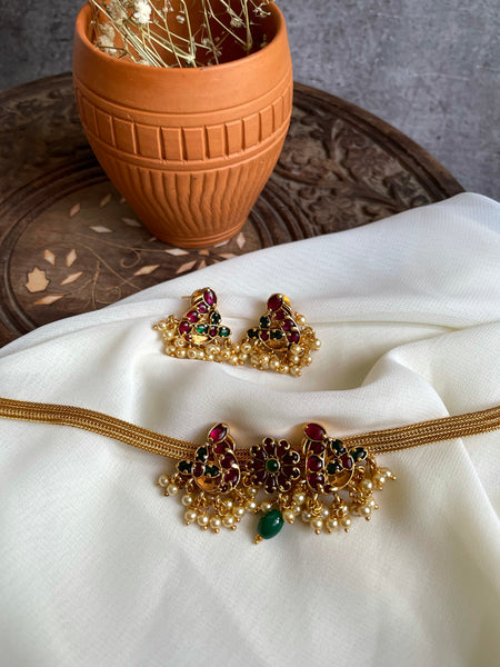 Dual peacock kemp choker with studs