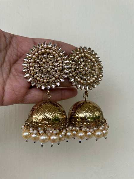 Oversized polki like golden Jhumkas