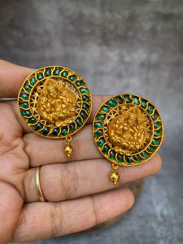 Emerald Lakshmi jumbo studs