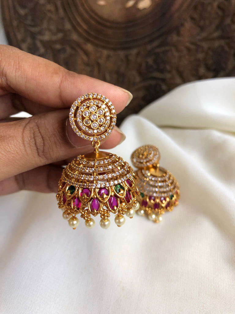 Ad stone deals jhumka earrings