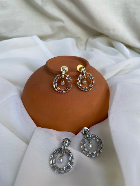 Stone Pearl round earrings