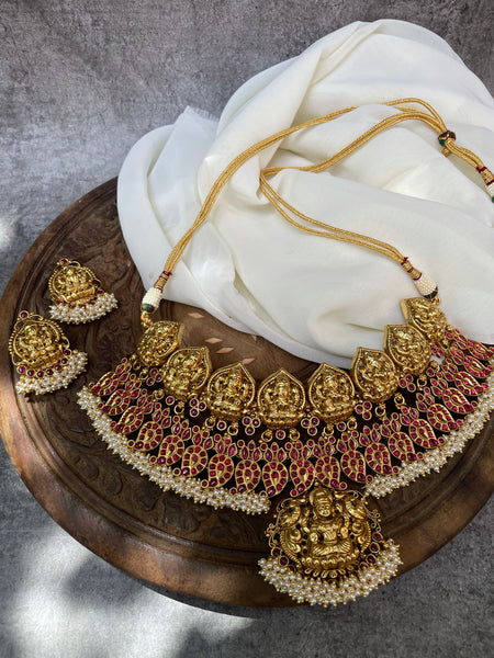 Bridal Nagas Lakshmi kemp Manga choker with studs