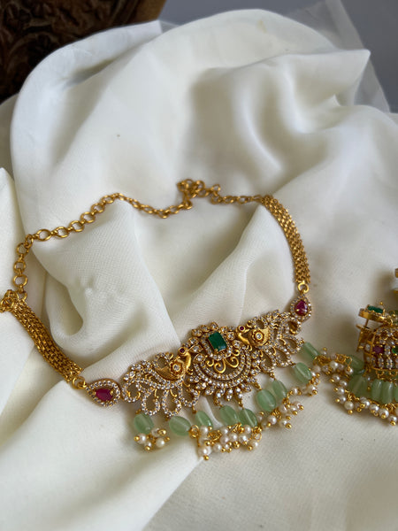 Mini-AD peacock choker with jhumkas