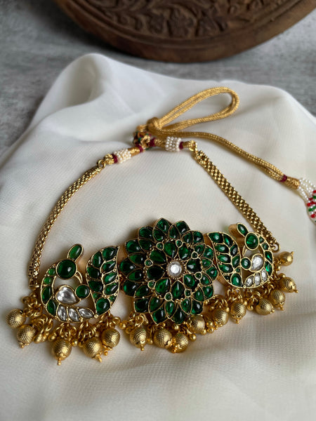 Kundan look alike kemp choker with Jhumkas