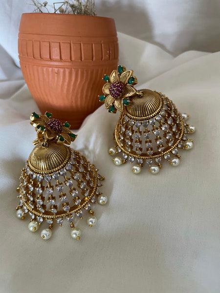 Jumbo cutwork Ad jhumkas