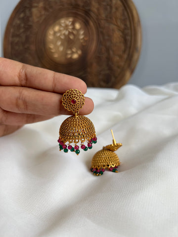 Matte color drop jhumkas