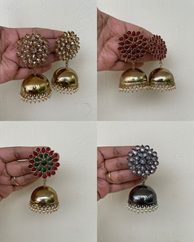 Polki jumbo stud Golden Jhumkas