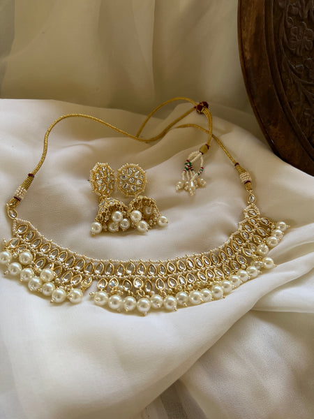 Kundan look alike necklace with Jhumkas