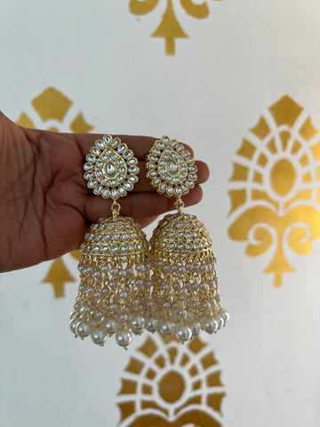 Big Kundan lookalike Jhumkas