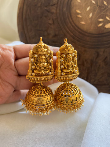 Matte Pearl studded Lakshmi Jhumkas