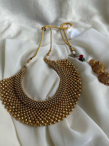 Bridal full neck thushi with jhumkas