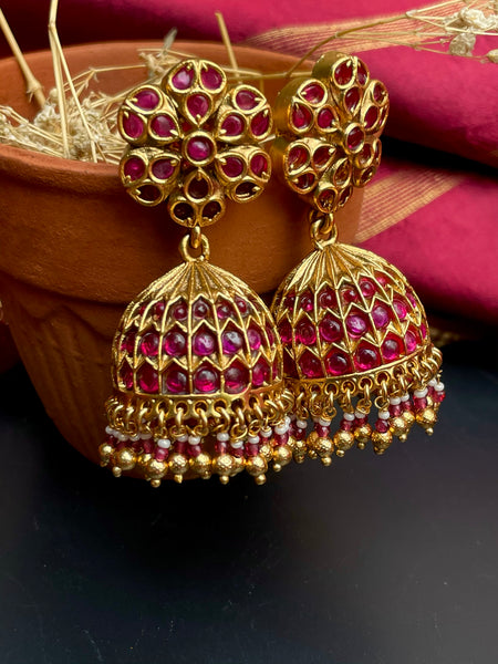 Lakshmi kemp flower necklace with jhumkas