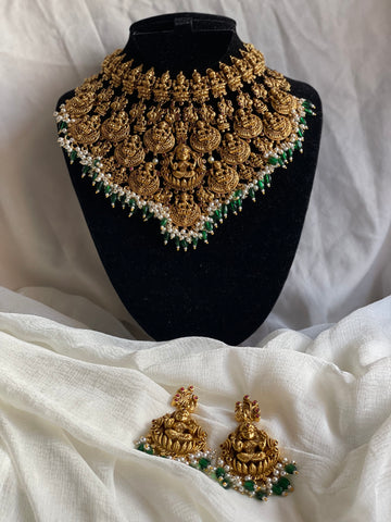 Nagas Lakshmi bridal full neck choker with earrings