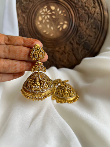 Premium gold like Lakshmi Temple jhumkas