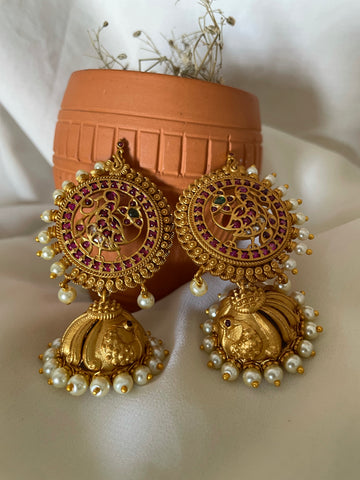 Annam Pearl studded jhumkas