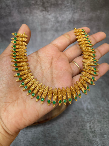 Emerald spike necklace with Jhumkas