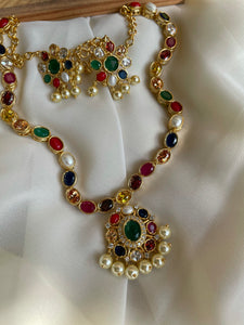 AD stone Navaratna maala with studs