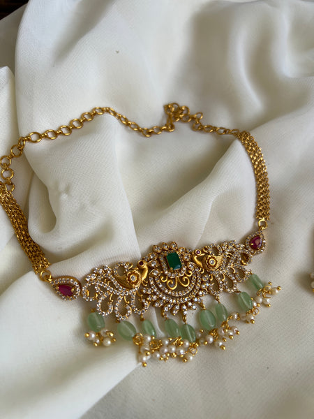 Mini-AD peacock choker with jhumkas