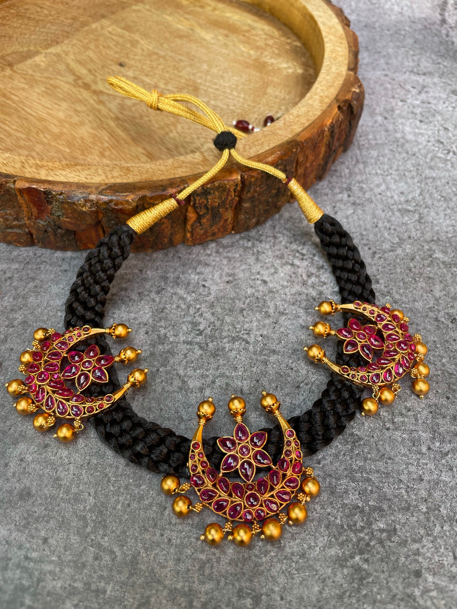 Kemp 3 chaand thread choker with Jhumkas