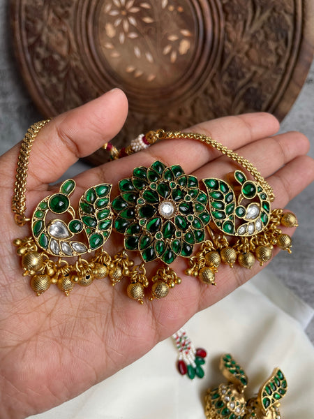 Kundan look alike kemp choker with Jhumkas